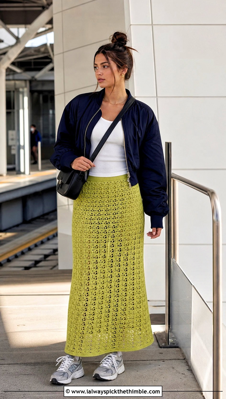Crochet Maxi Skirt With Tank Top And Bomber Jacket - 25 cute crochet clothes and outfit ideas