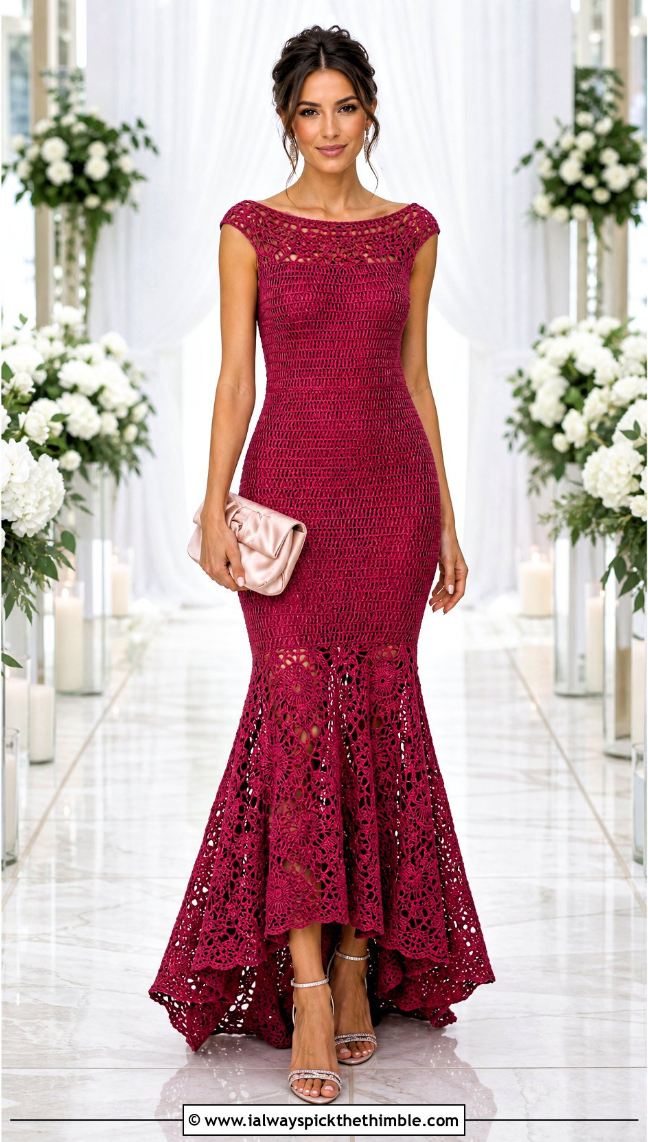 Crochet Mermaid Wedding Dress With Crystal Sandals - 25 crochet wedding dress outfit ideas