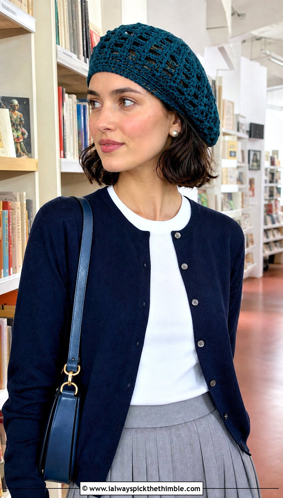Crochet Mesh Beret With Pleated Skirt - 25 crochet mesh hat outfit ideas