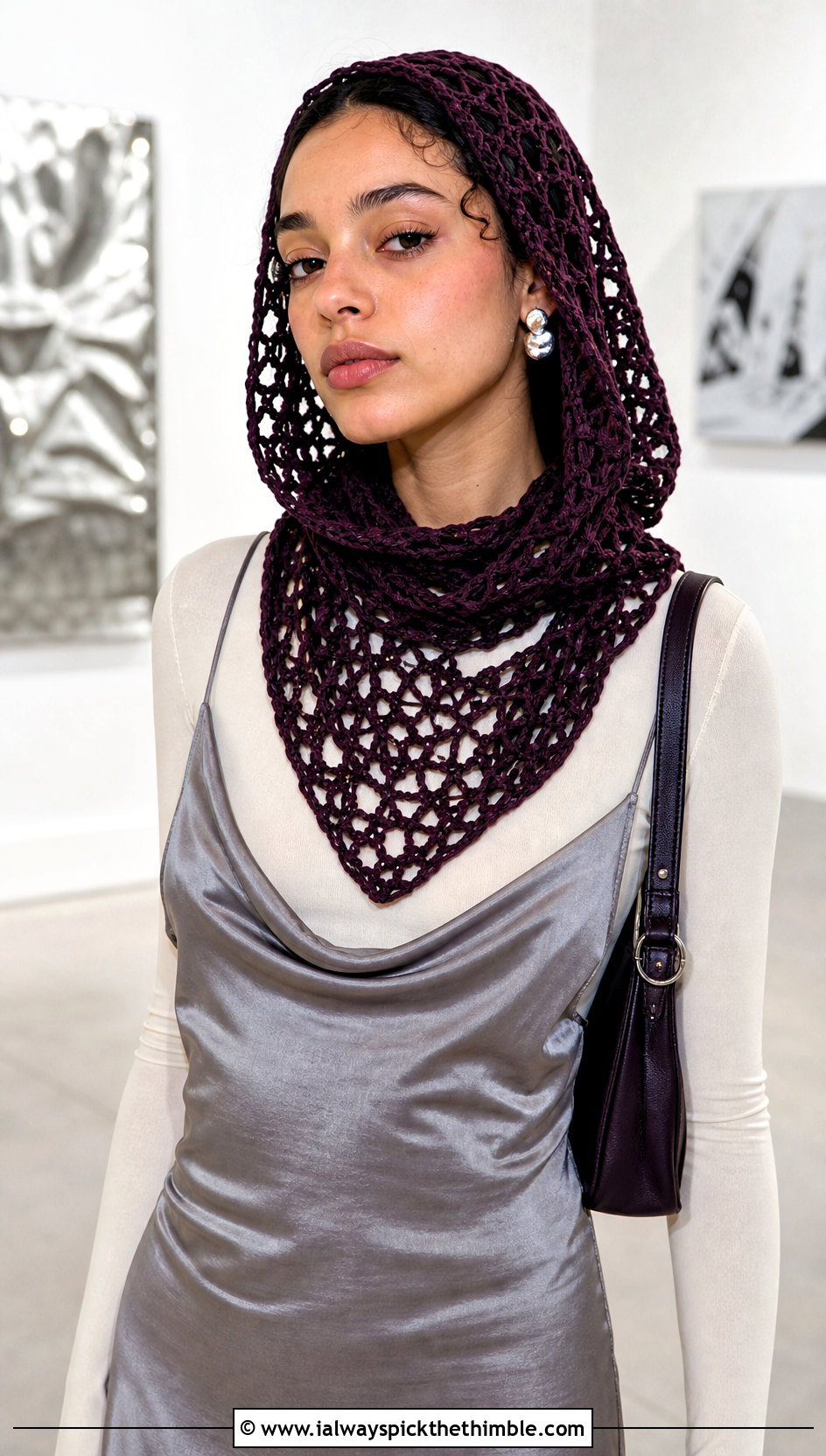Crochet Mesh Hood Hat With Slip Dress - 25 crochet mesh hat outfit ideas