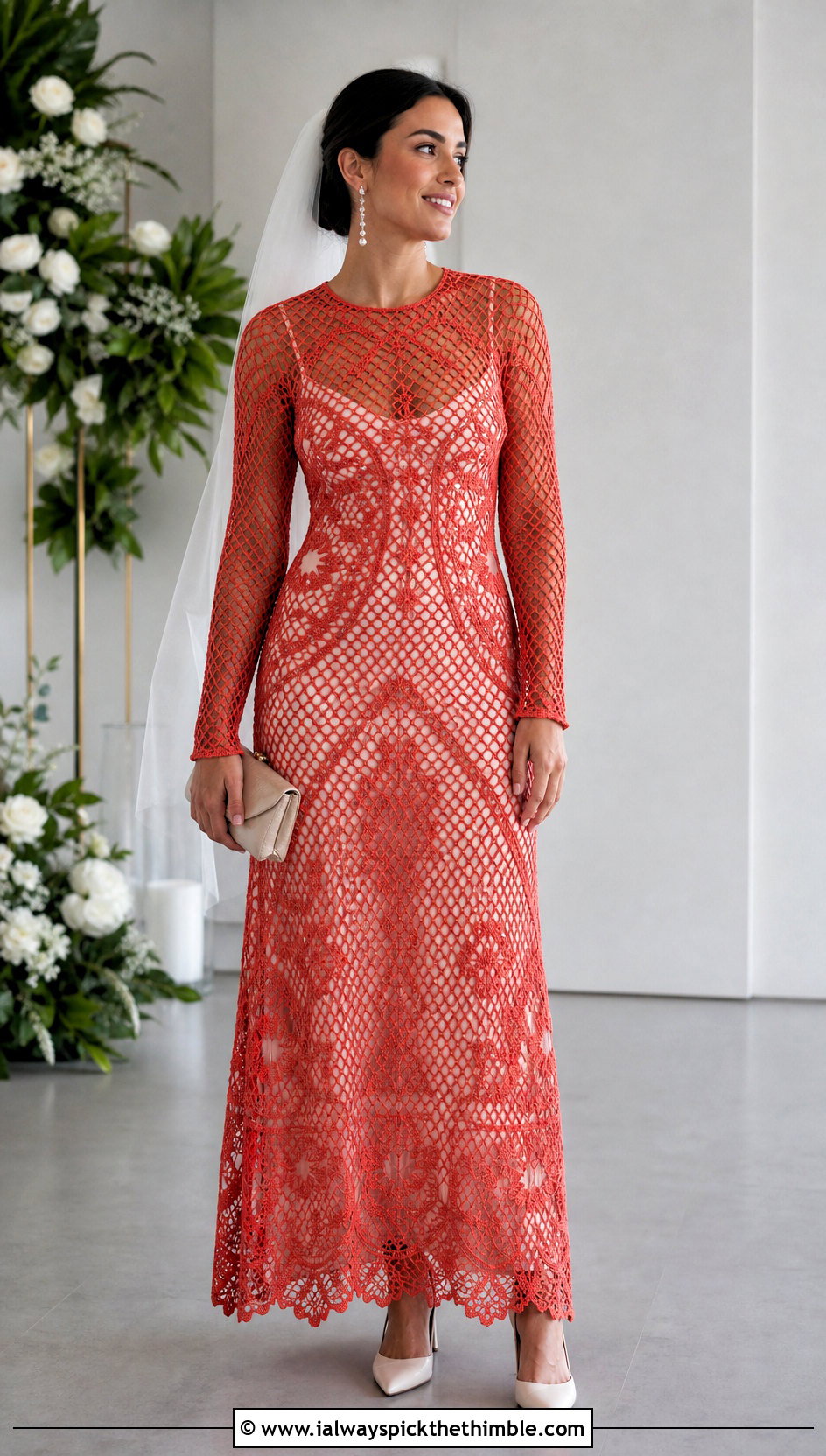 Crochet Mesh Overlay Wedding Dress - 20 Handmade Crochet Wedding Dress outfit ideas