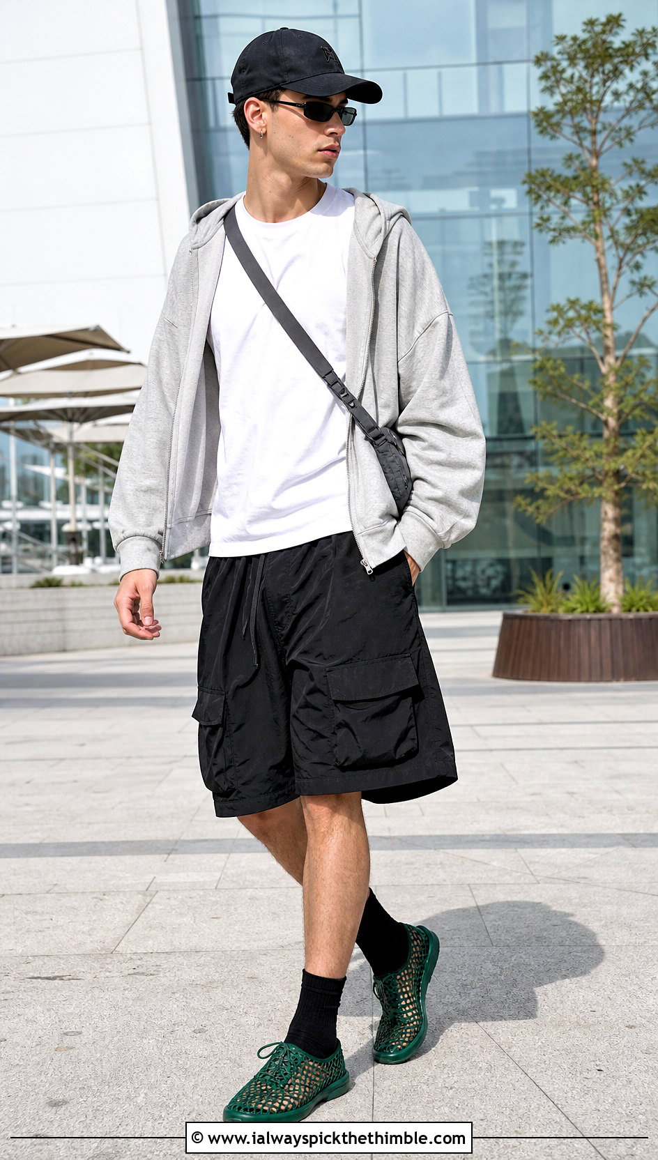 Crochet Mesh Shoes With Cargo Shorts And Hoodie - 20 crochet shoes for men outfit ideas