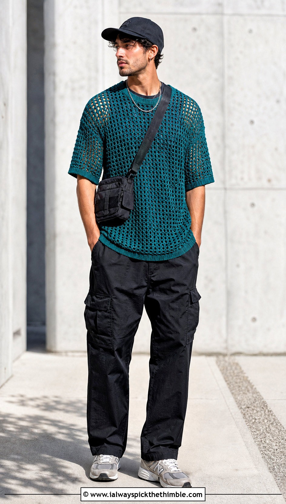 Crochet Mesh T Shirt With Cargo Pants - 20 crochet clothes men ideas