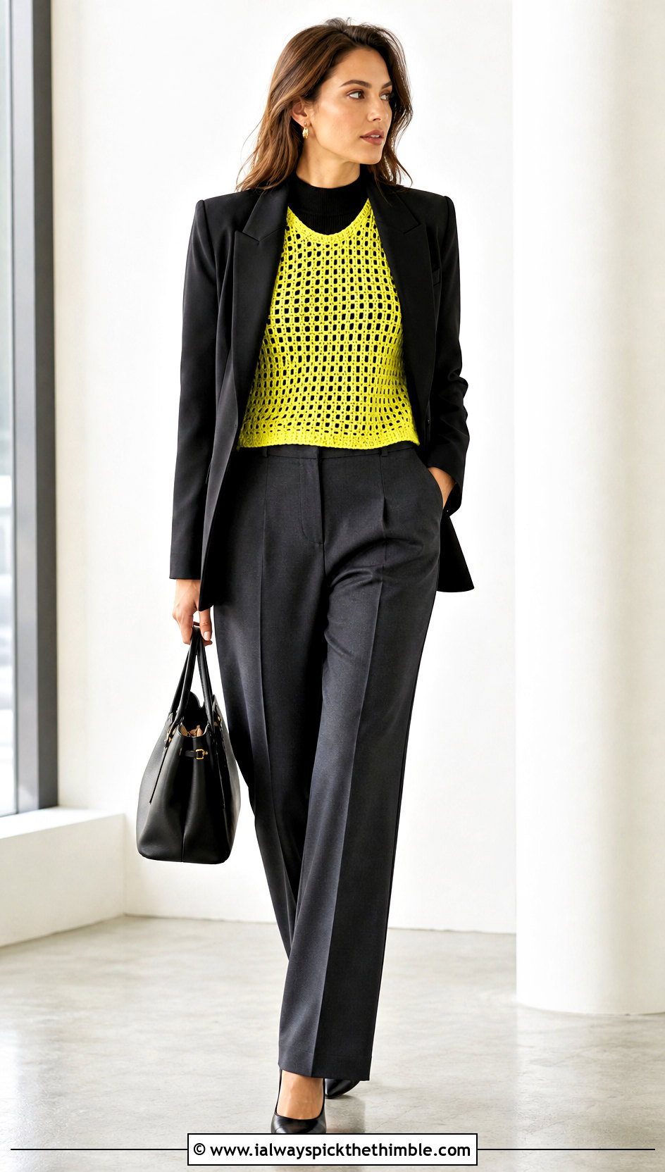 Crochet Mesh Top With Suit Separates - 20 Crochet Clothes For Work outfit ideas