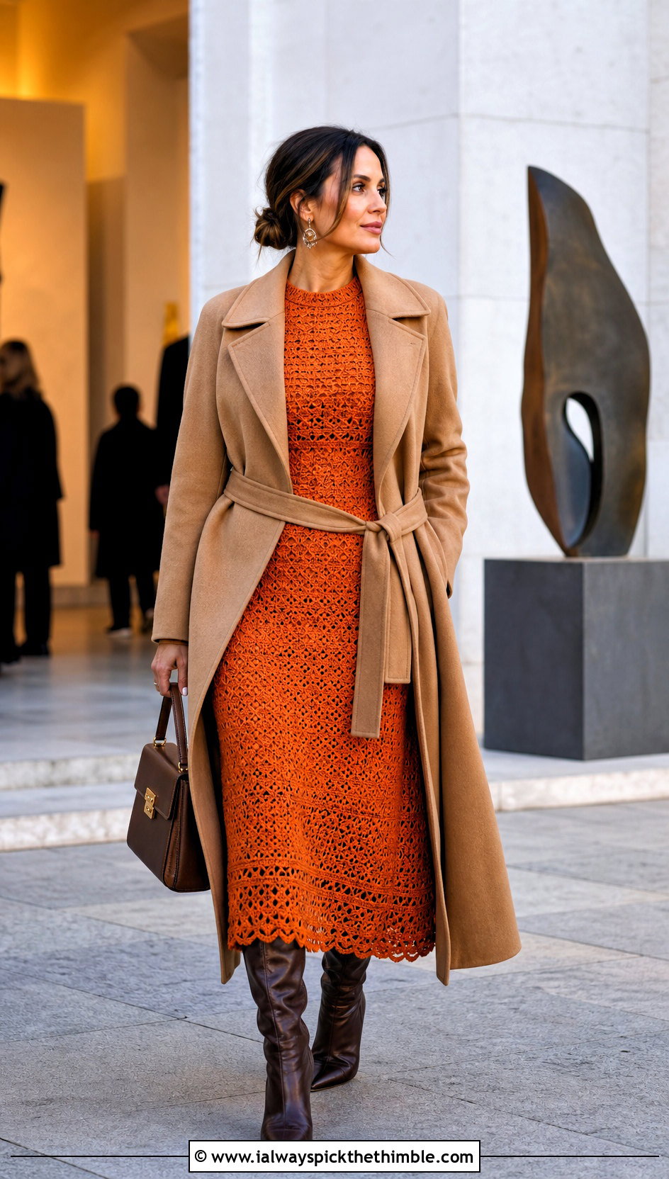 Crochet Midi Dress With Knee High Boots - 20 winter crochet clothes ideas