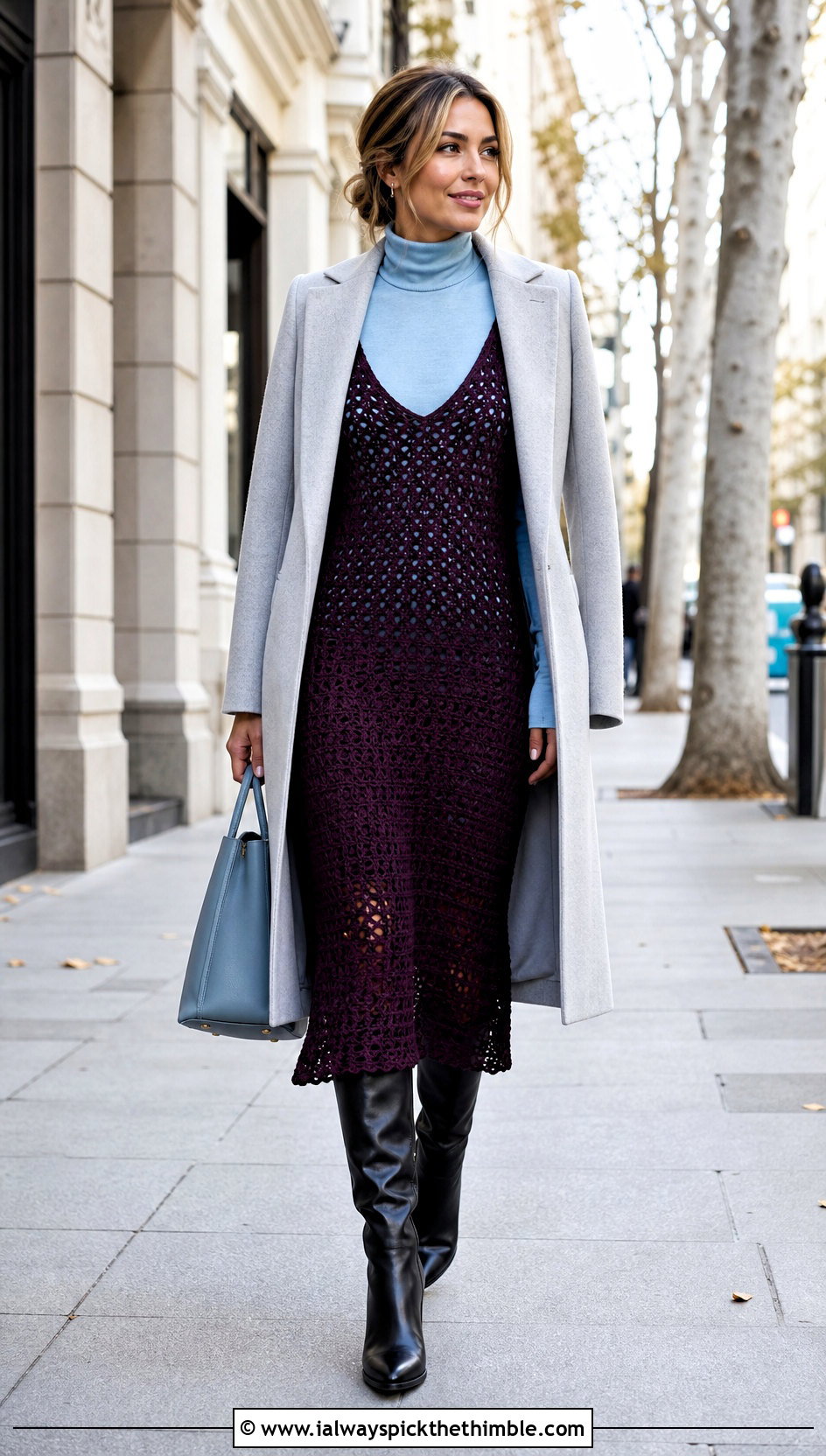 Crochet Midi Slip Dress With Turtleneck - 25 crochet lingerie outfit ideas