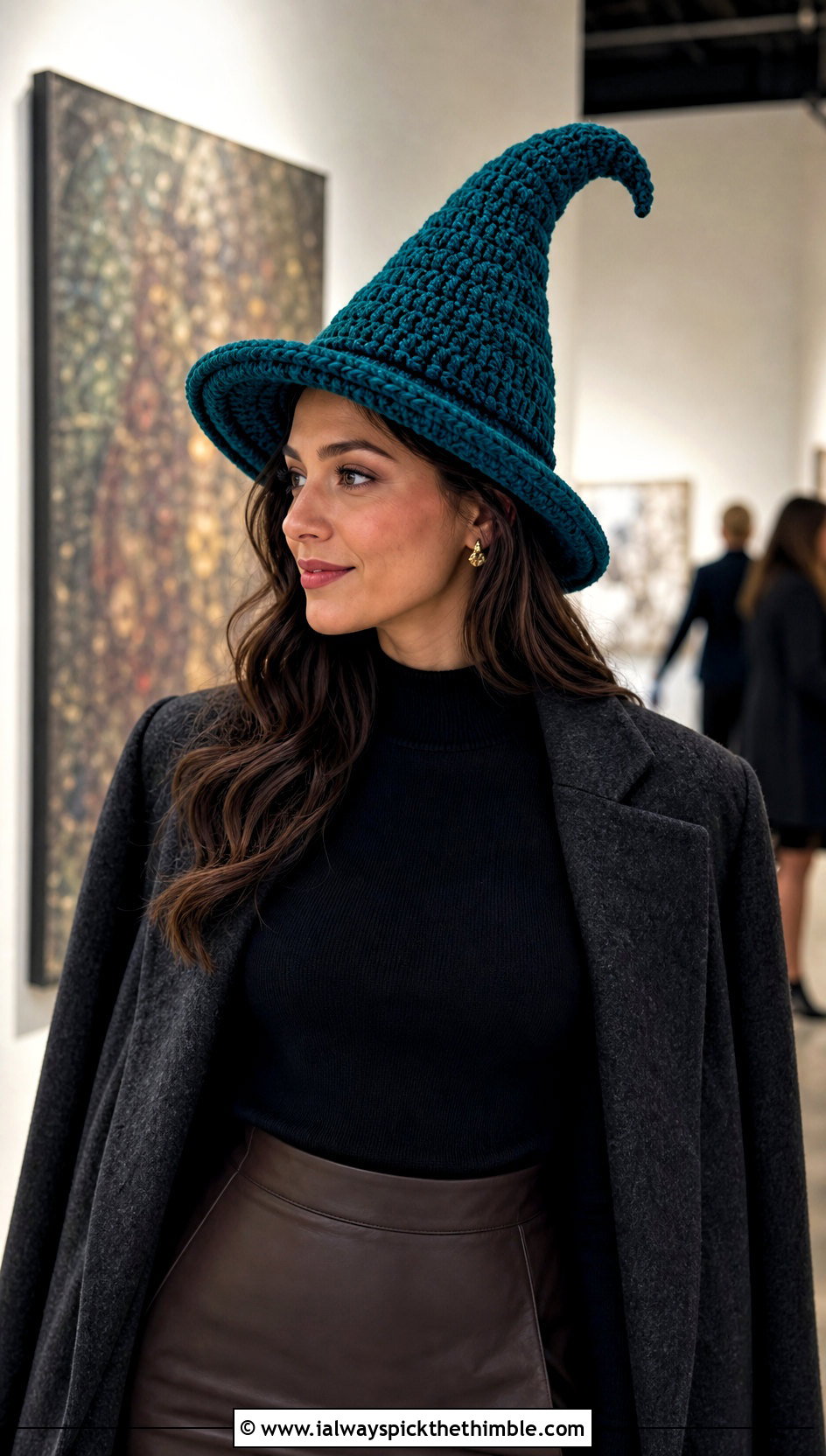 Crochet Mini Witch Hat With Leather Skirt - 25 Crochet Mini Hat outfit ideas