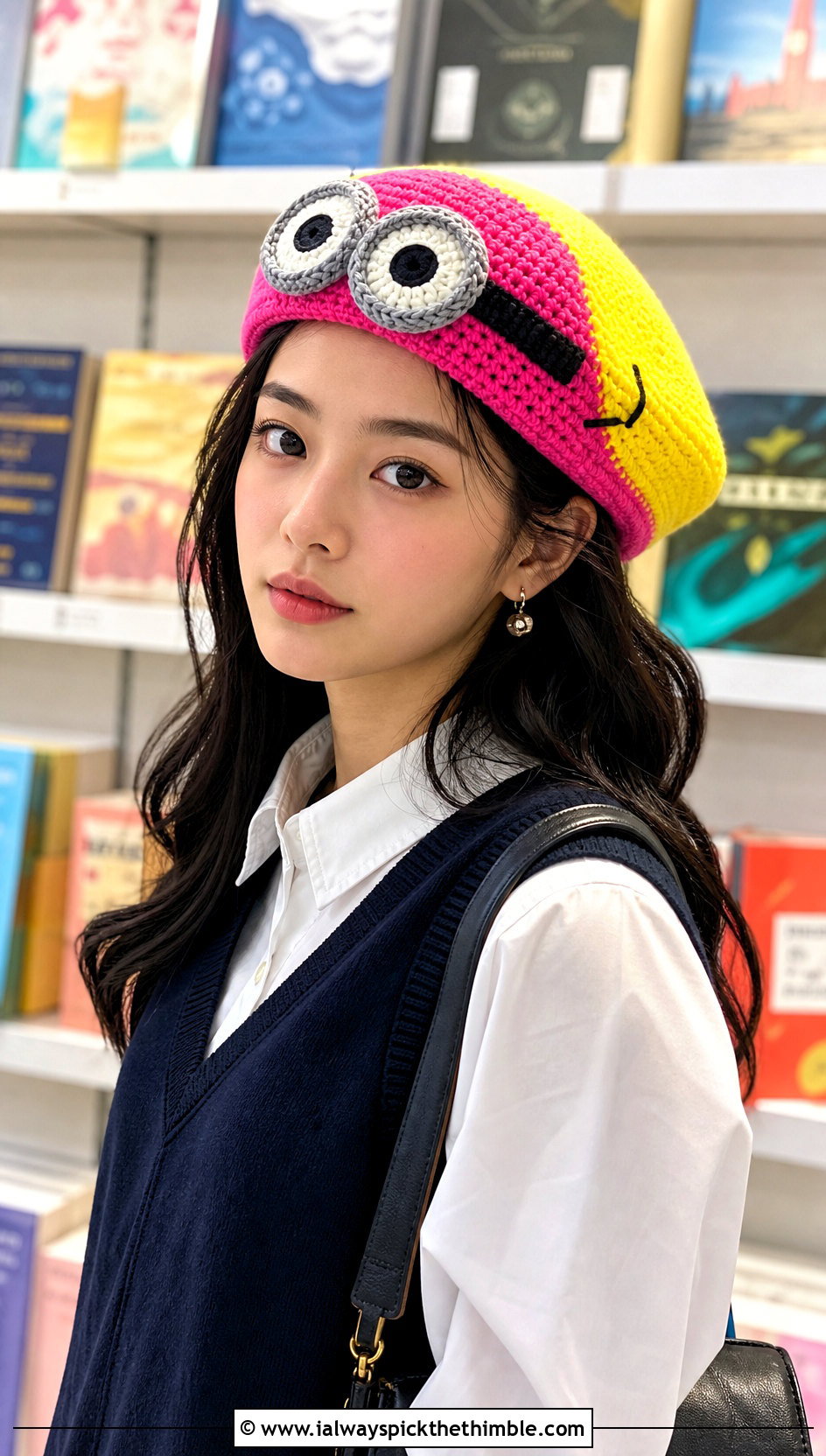 Crochet Minion Beret With Preppy Skirt Outfit - 20 Crochet Minion Hats outfit ideas