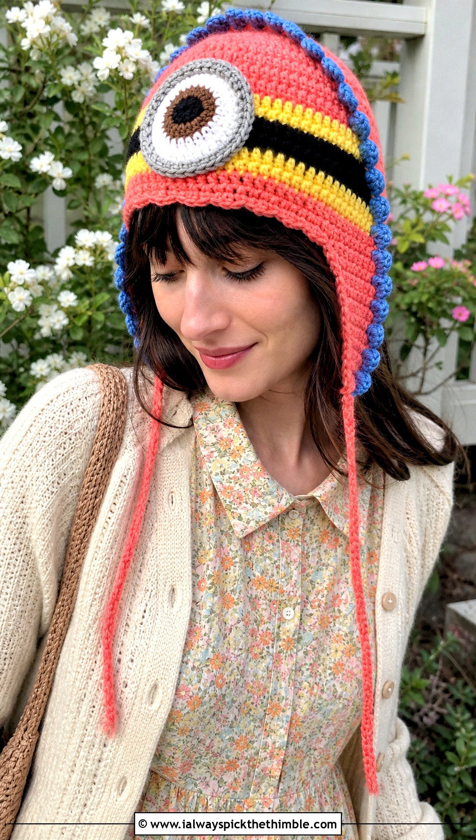 Crochet Minion Bonnet With Cottagecore Dress - 20 Crochet Minion Hats outfit ideas