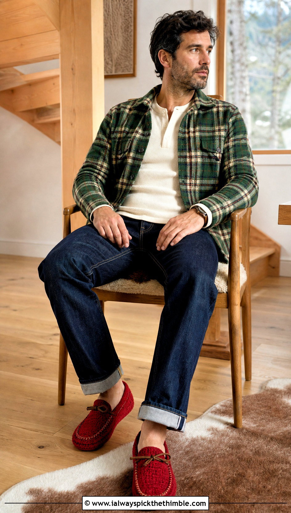 Crochet Moccasin Slippers With Flannel Shirt And Jeans - 20 easy mens crochet slippers outfit ideas