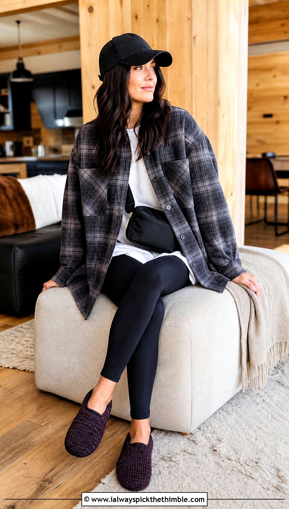 Crochet Moccasin Slippers With Leggings And A Shacket - 15 easy flat crochet slippers outfit ideas