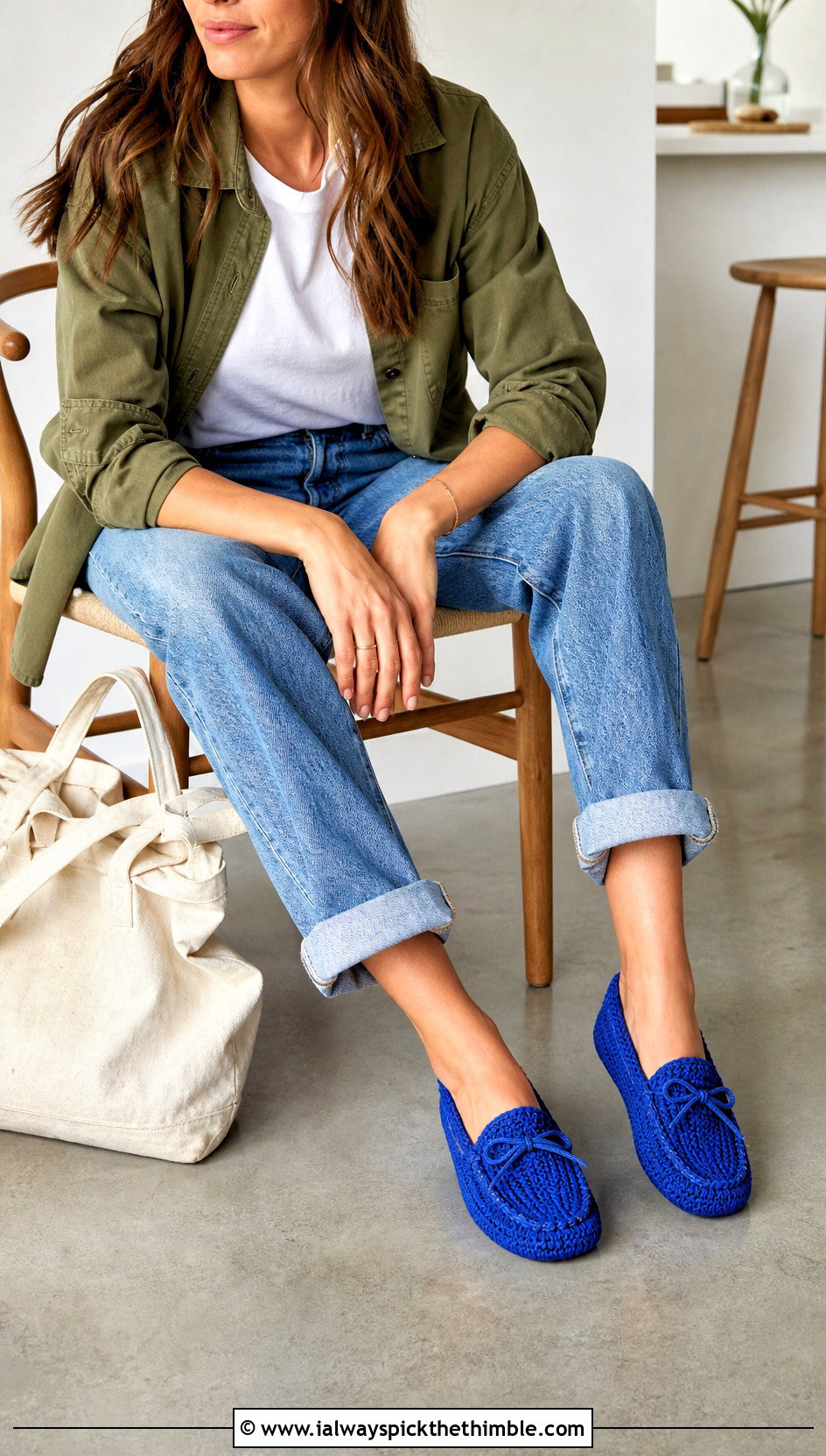 Crochet Moccasin Slippers With Straight Leg Jeans - 20 simple crochet slippers outfit ideas