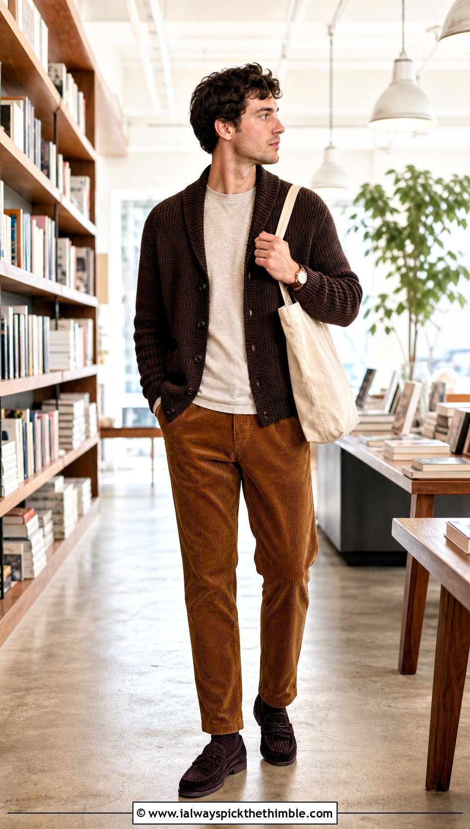 Crochet Moccasins With Cardigan And Corduroy Pants - 20 crochet shoes for men outfit ideas