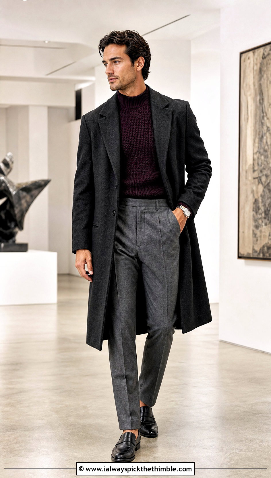 Crochet Mock Neck Sweater With Suit Trousers - 25 crochet mens clothes and outfit ideas