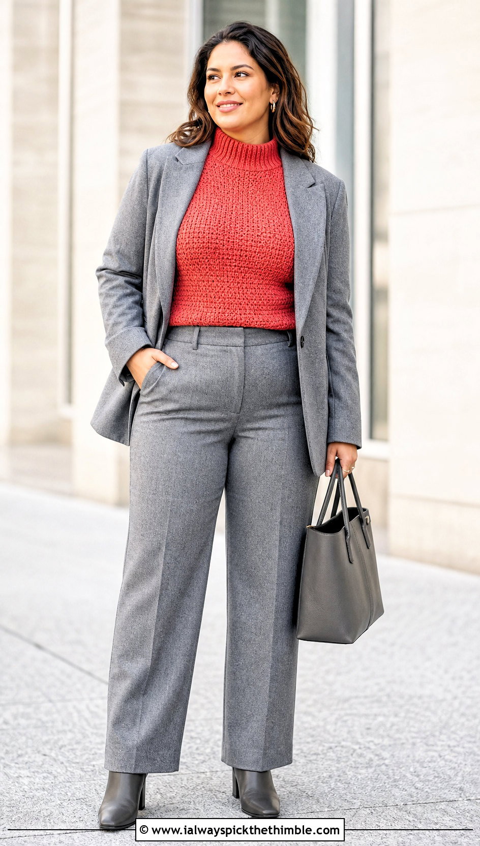Crochet Mock Neck Top With A Wool Suit - 15 crochet top for big bust outfit ideas