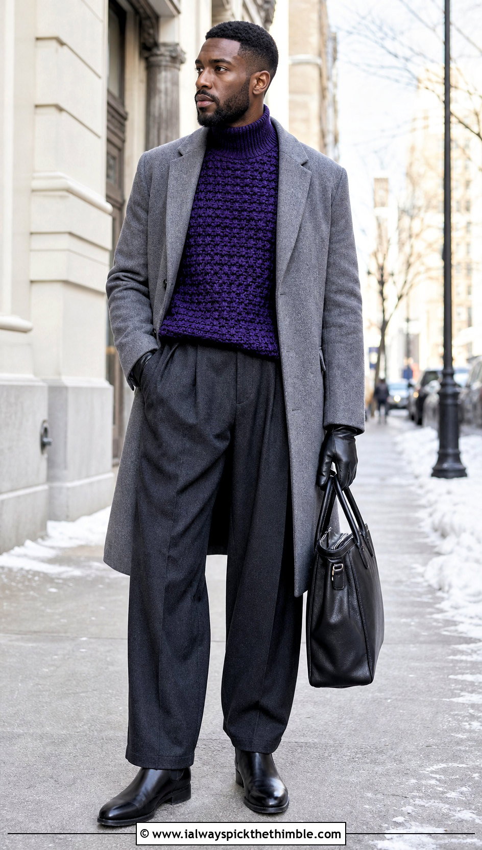 Crochet Mock Neck Top With Wool Trousers - 25 crochet top for men outfit ideas