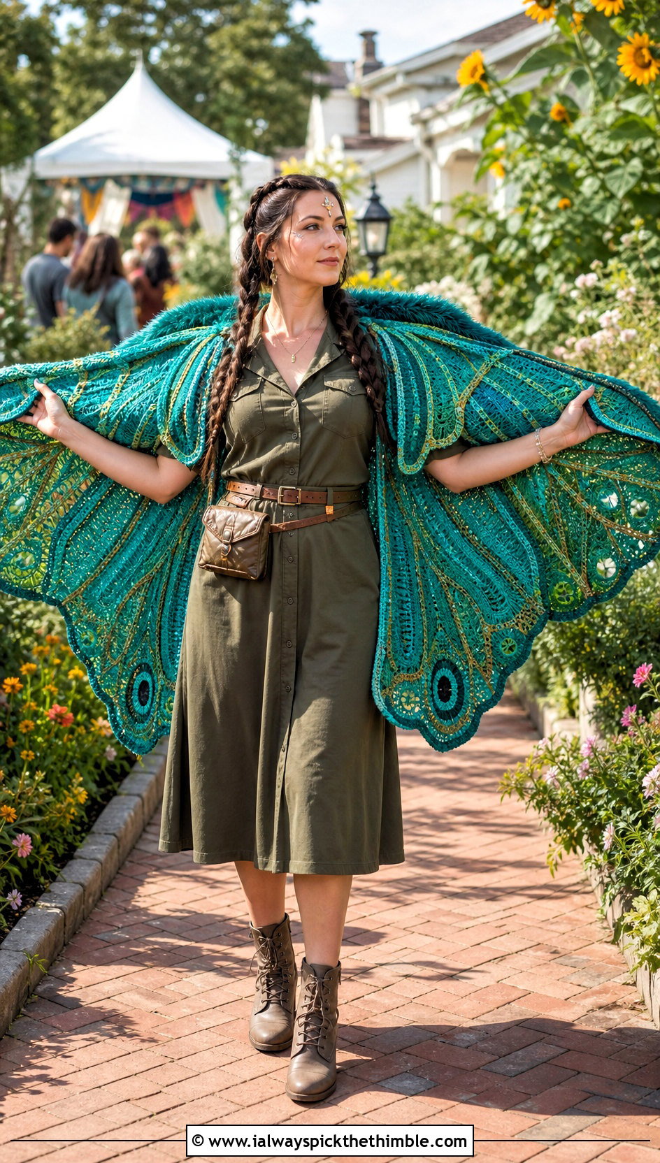 Crochet Moth Wings With Utility Dress - 20 crochet halloween outfit ideas