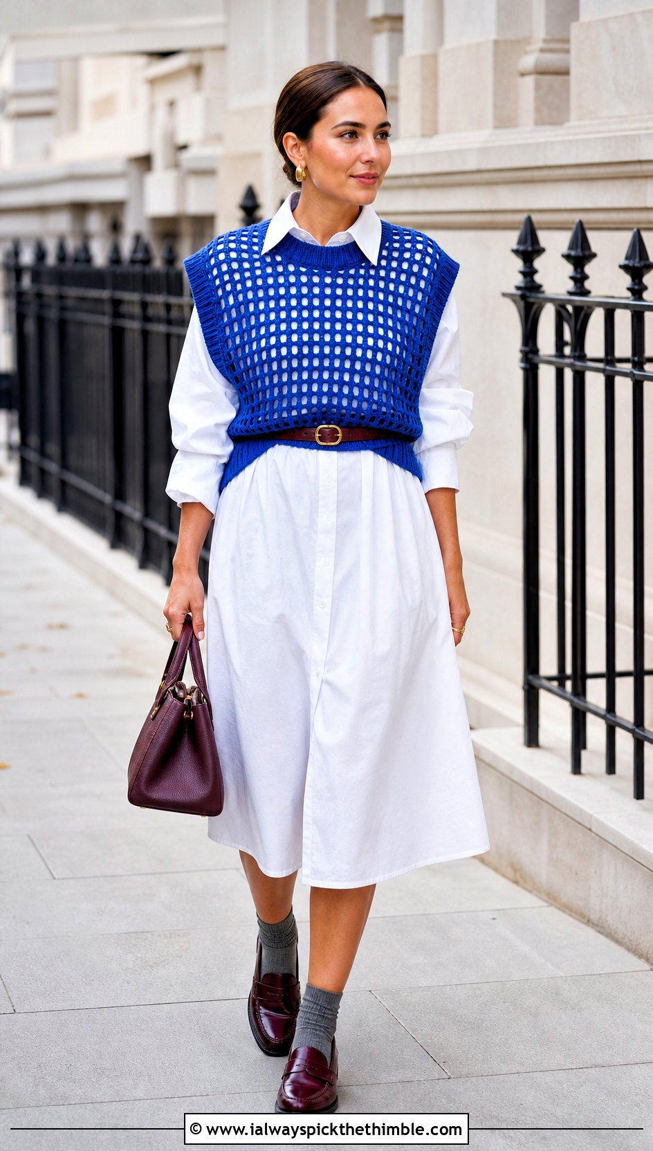 Crochet Net Vest Top Over A Shirt Dress - 25 crochet net top outfit ideas