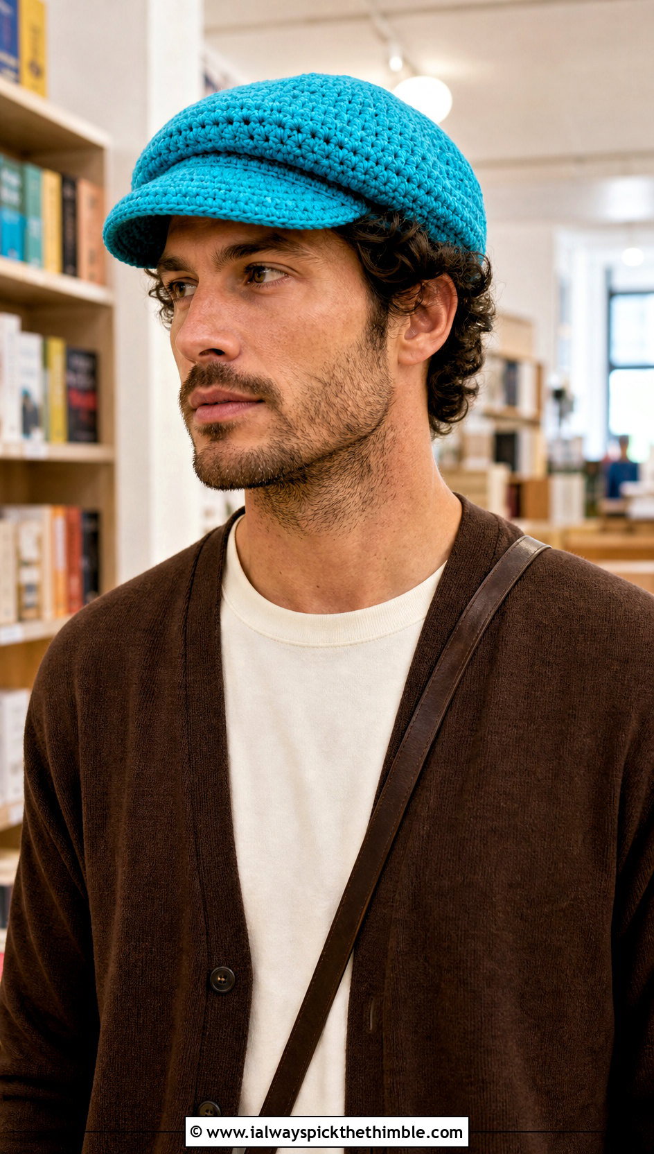 Crochet Newsboy Cap With Cardigan And Corduroy Pants - 20 men crochet hat outfit ideas
