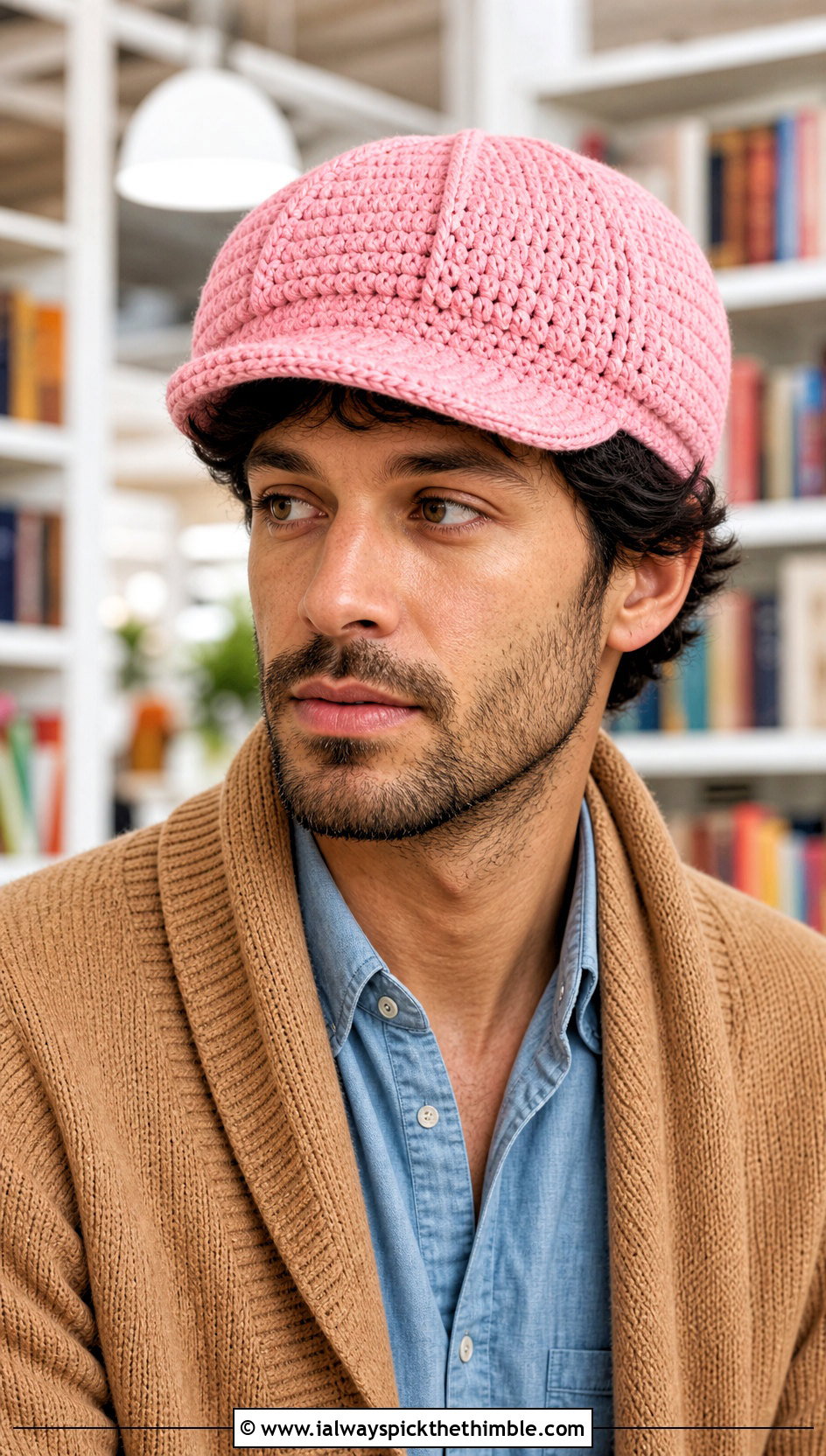 Crochet Newsboy Cap With Shawl Cardigan - 25 crochet cap for men outfit ideas