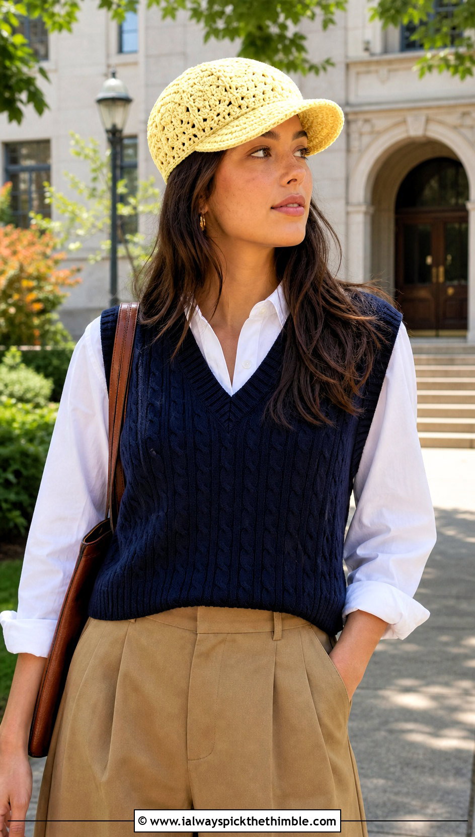 Crochet Newsboy Cap With Sweater Vest And Trousers - 20 Quick And Easy Crochet Hat outfit ideas