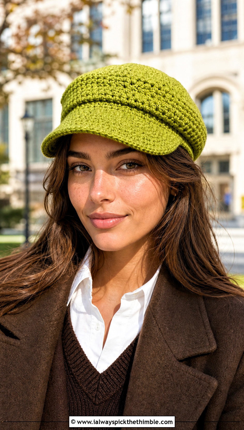 Crochet Newsboy Cap With Sweater Vest And Trousers - 20 Easy Crochet Hats For Beginners outfit ideas