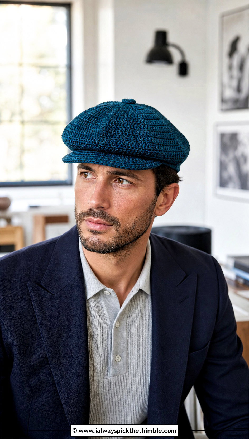 Crochet Newsboy Cap With Tailored Outfit - 20 crochet hat ideas for men