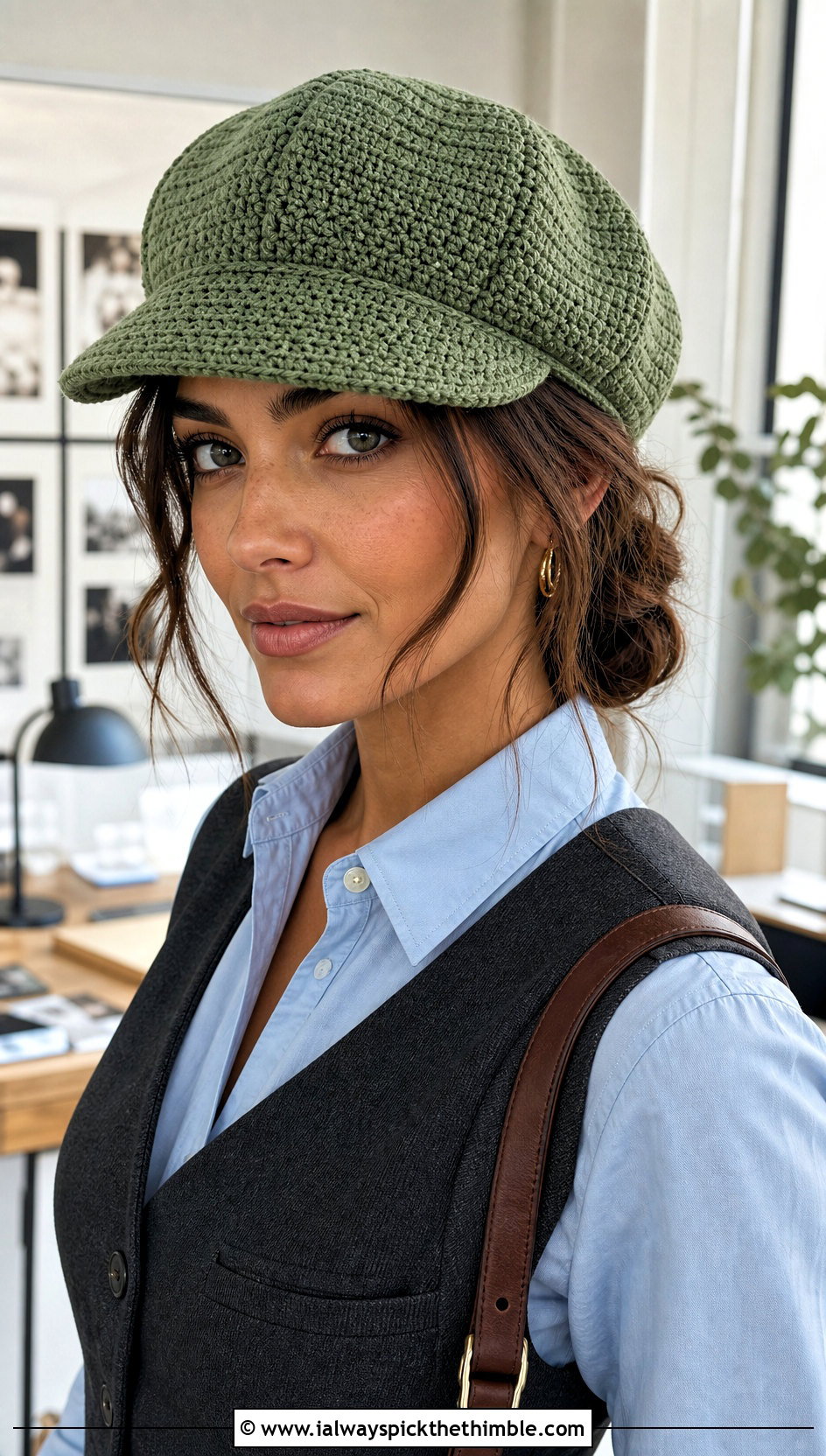 Crochet Newsboy Cap With Vest And Trousers - 25 Crochet Hats For Women outfit ideas