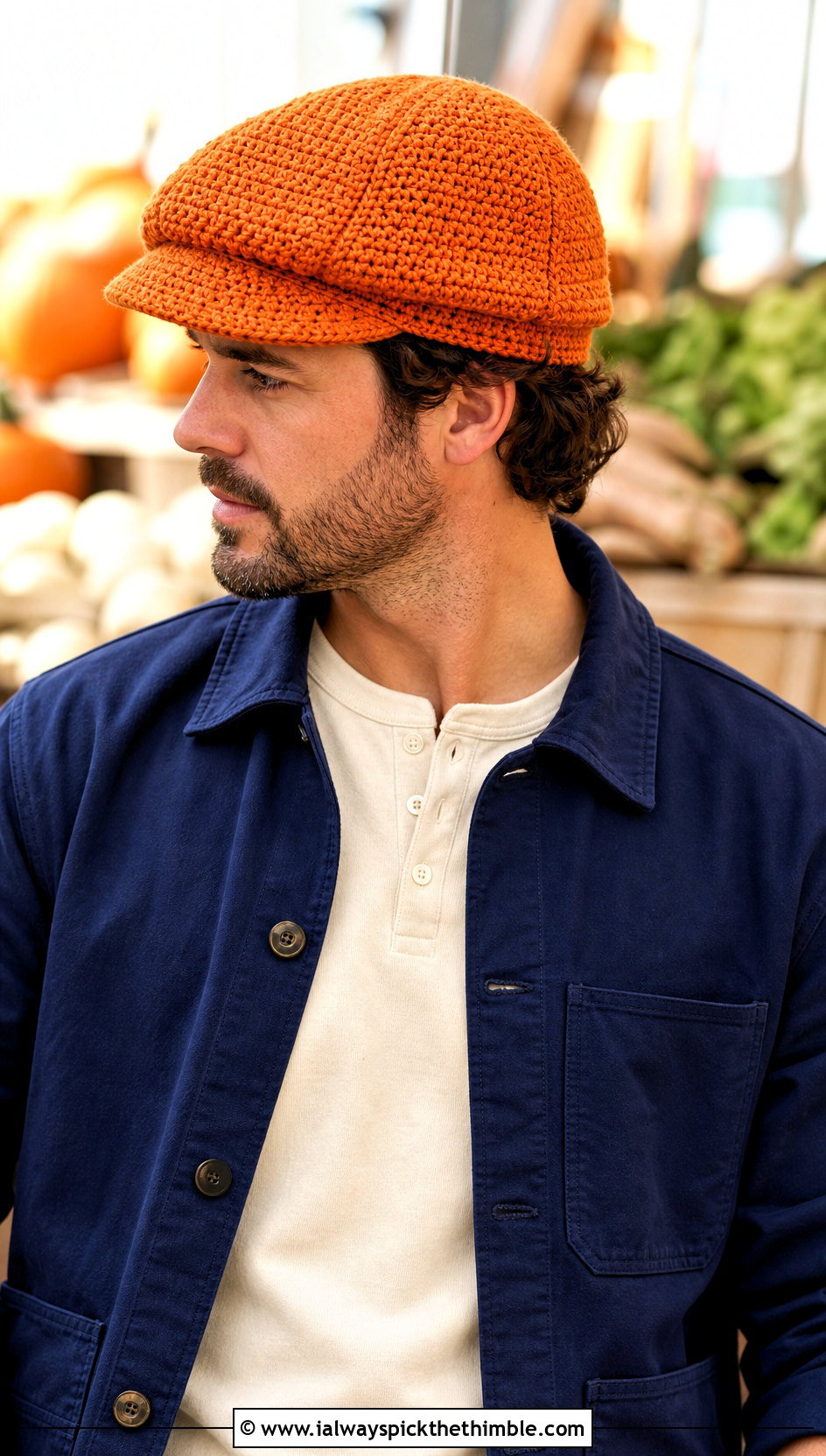 Crochet Newsboy Hat With Chore Jacket - 25 crochet hats men outfit ideas