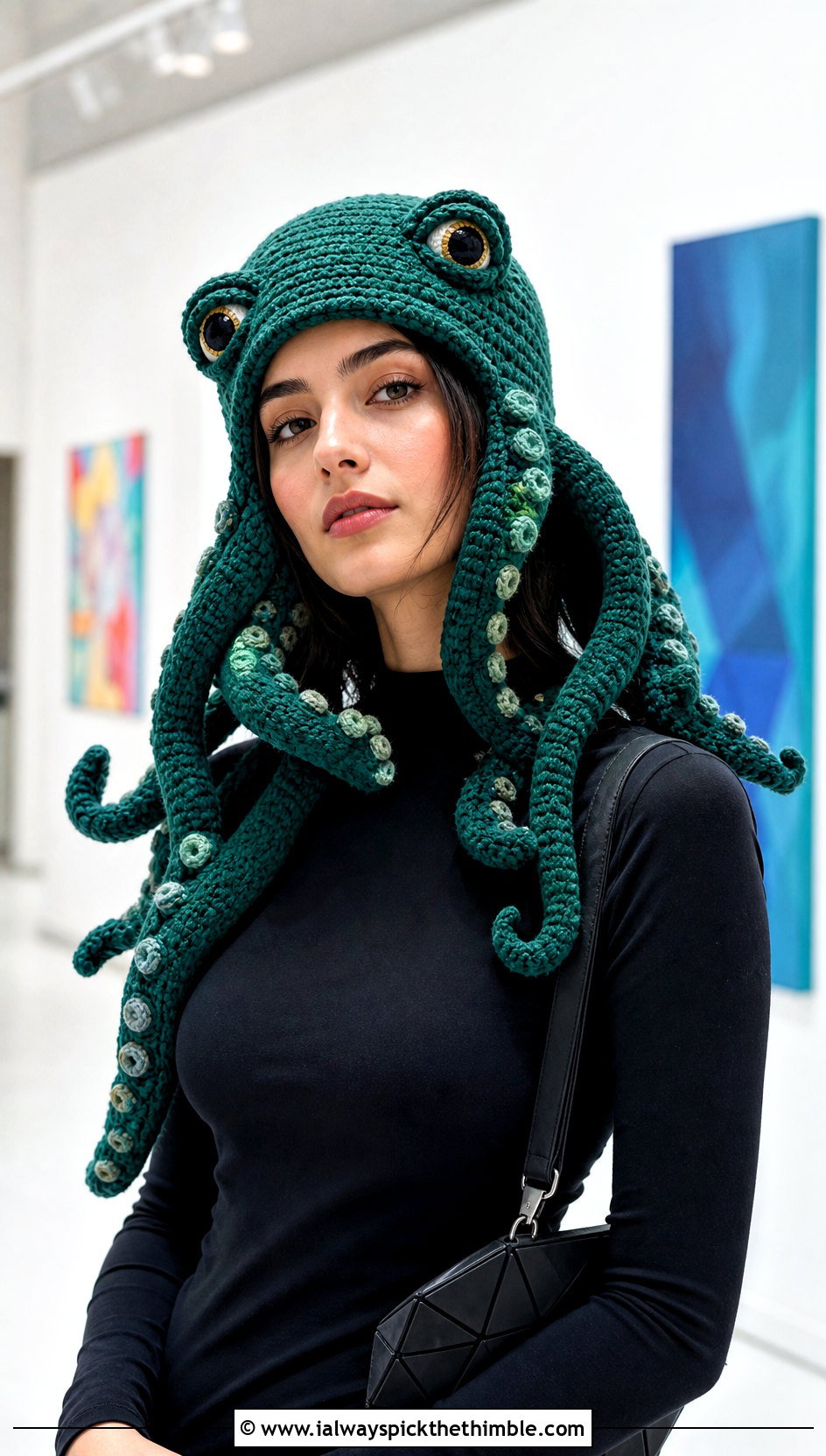 Crochet Octopus Tentacle Hat With Artsy Outfit - 25 crochet character hats outfit ideas