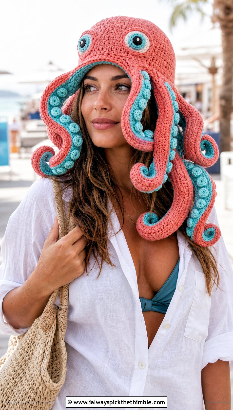 Crochet Octopus Tentacle Hat With Resort Outfit - 20 Crochet Character Hat outfit ideas