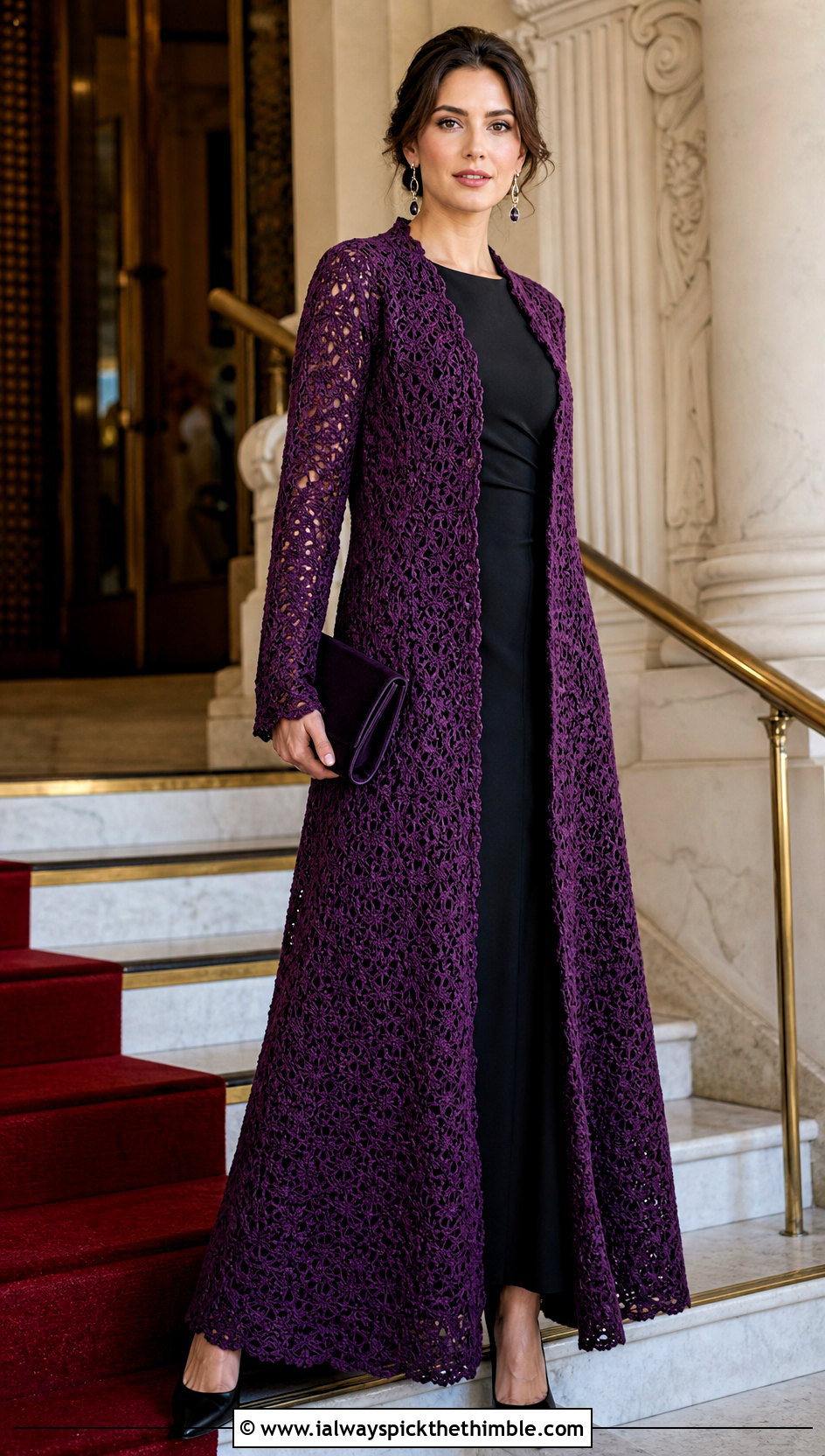 Crochet Opera Coat With Column Dress - 20 crochet coat ideas