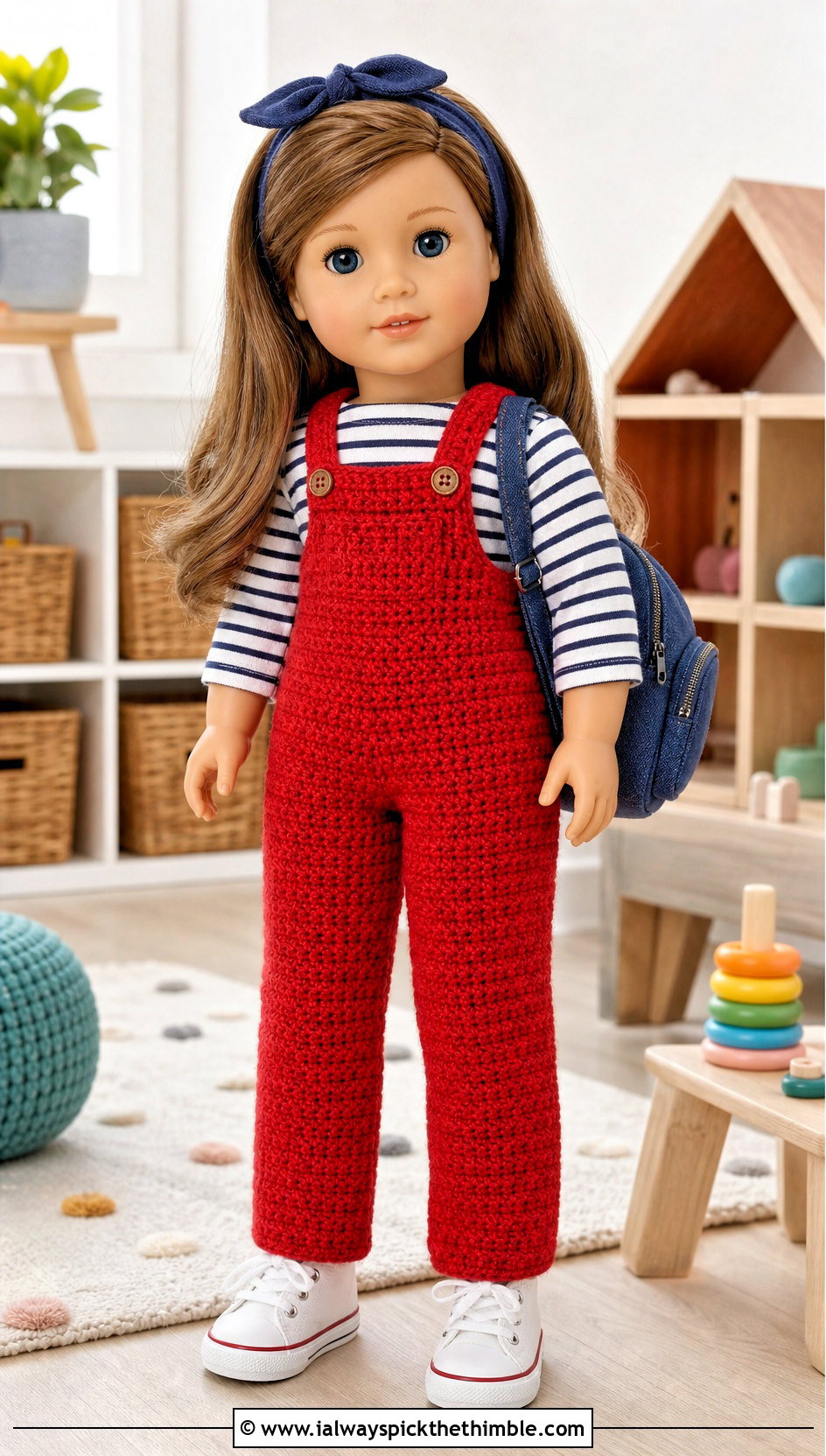 Crochet Overall Pants With Striped Top - 25 crochet doll pants outfit ideas