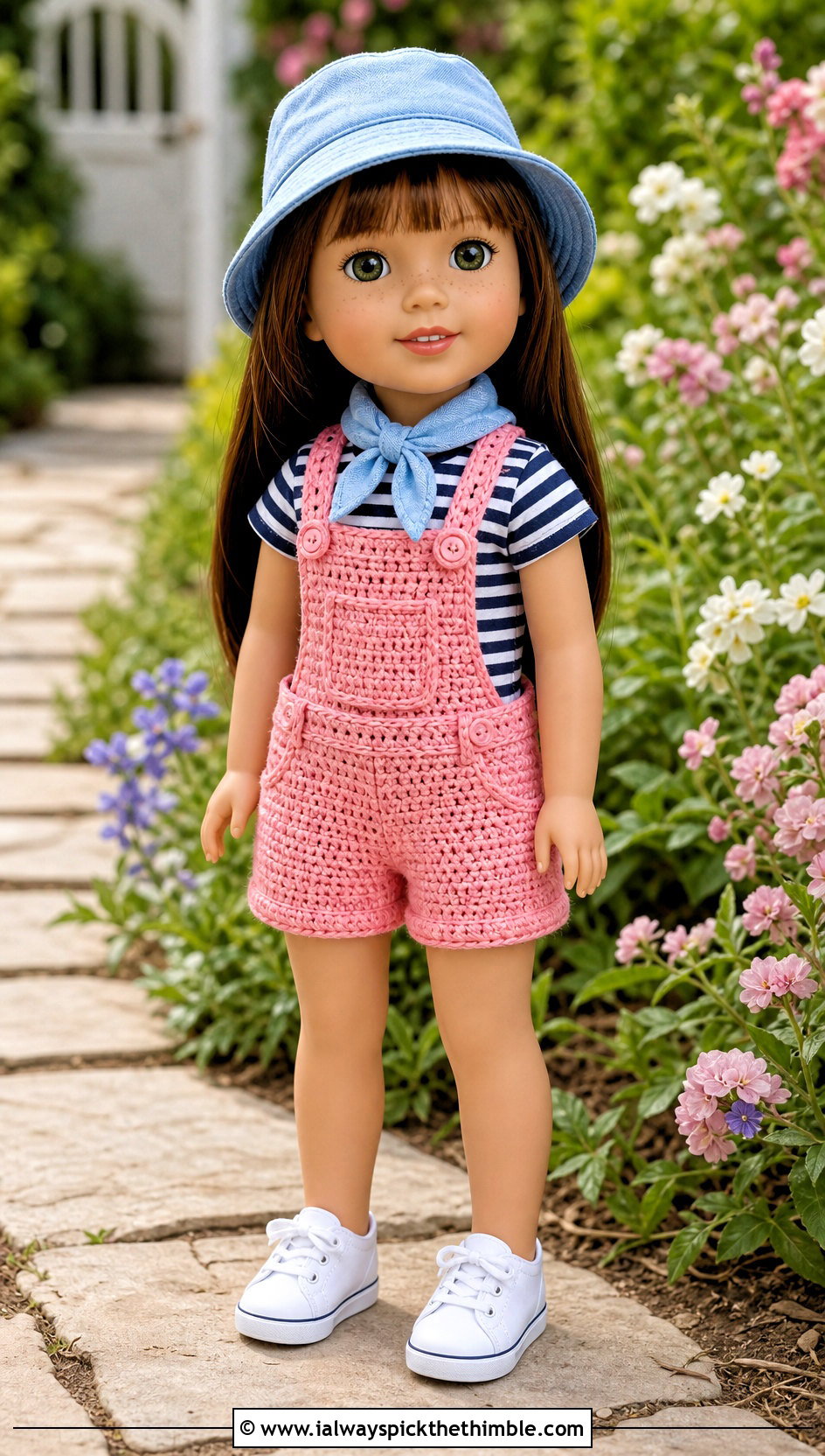 Crochet Overalls With Striped T Shirt - 15 Crochet Wellie Wishers Doll Clothes and outfit ideas