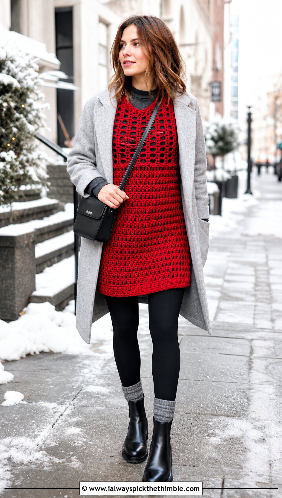 Crochet Overlay Sweater Dress With Leggings And Chelsea Boots - 20 Crochet Overlay Dress outfit ideas