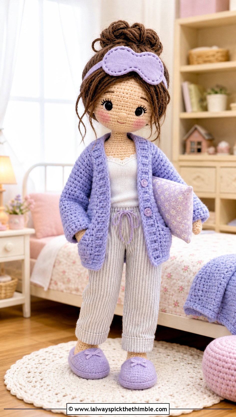 Crochet Pajama Cardigan With Sleep Set And Slippers - 20 crochet doll and clothes and outfit ideas