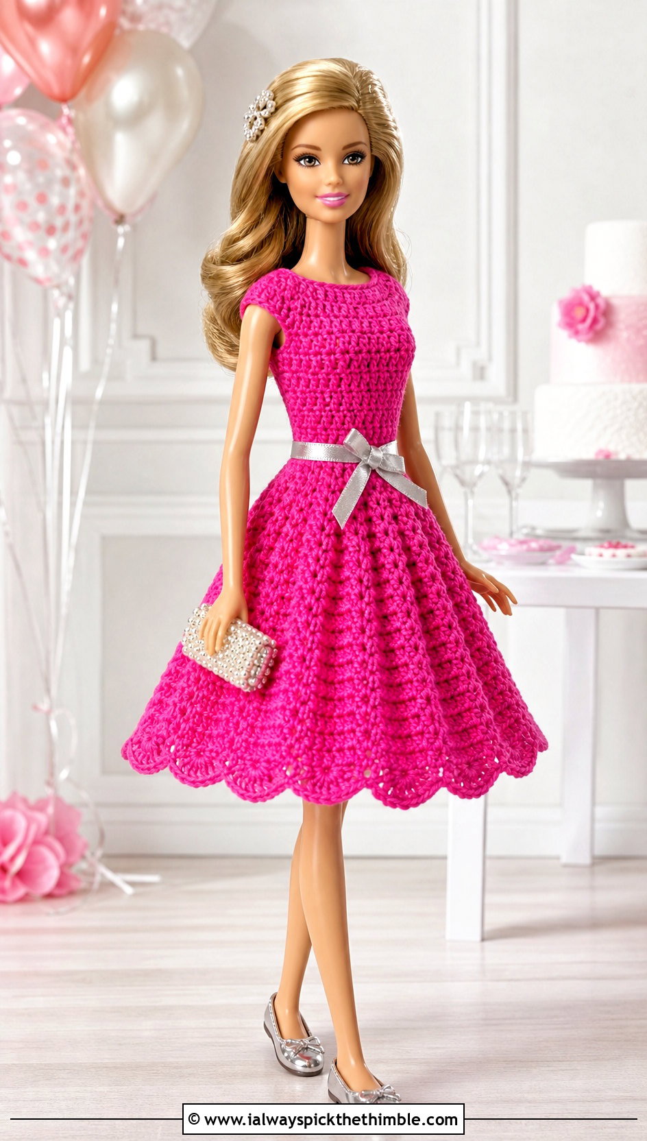 Crochet Party Dress With Metallic Flats - 25 crochet doll clothes and outfit ideas