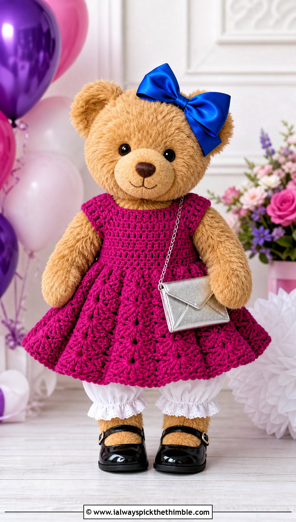 Crochet Party Dress With Satin Bow - 25 crochet teddy clothes and outfit ideas