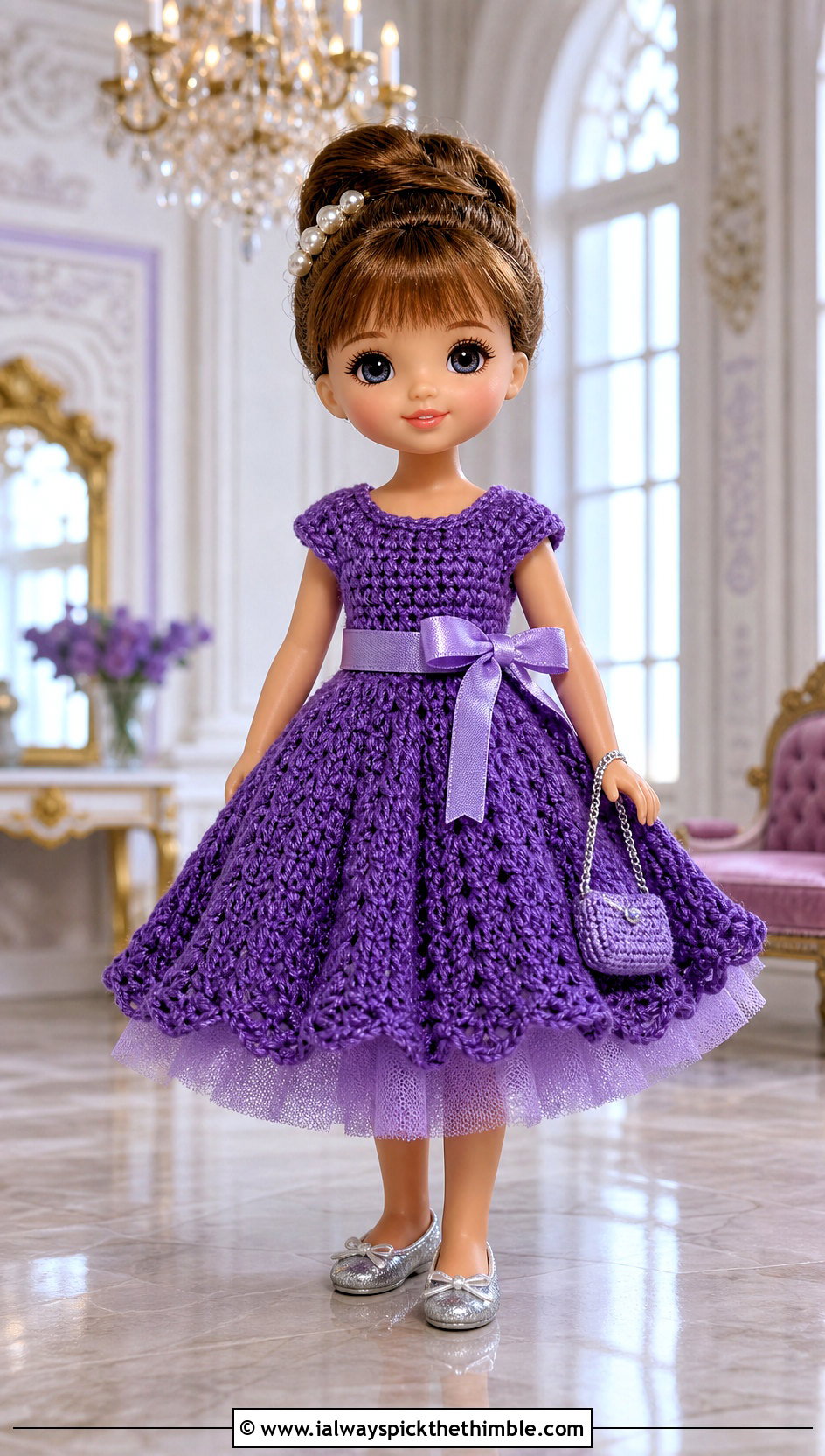 Crochet Party Dress With Tulle Underskirt - 15 Crochet 5 Inch Doll Clothes and outfit ideas