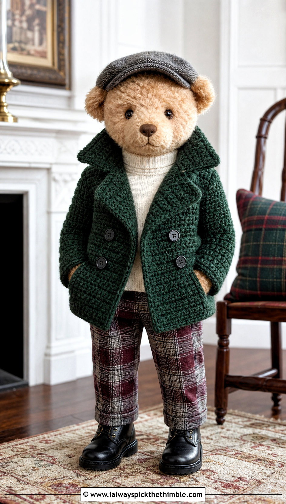 Crochet Peacoat With Plaid Pants - 25 crochet teddy clothes and outfit ideas