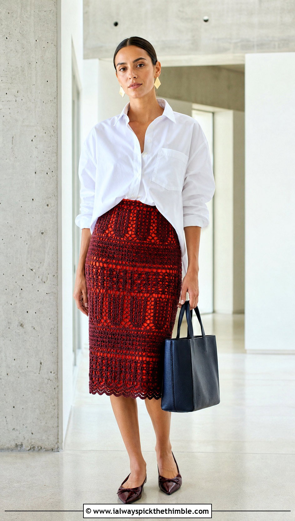 Crochet Pencil Skirt With Oversized Shirt - 20 outfits to crochet outfit ideas