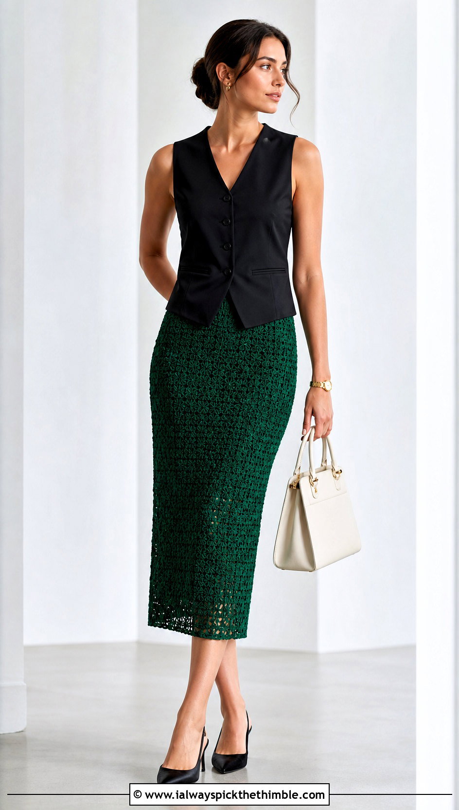 Crochet Pencil Skirt With Tailored Waistcoat - 25 crochet clothing and outfit ideas