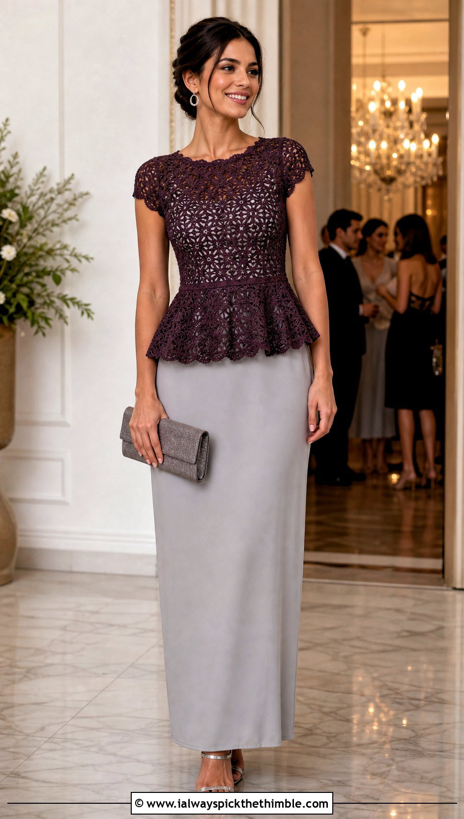 Crochet Peplum Top With Column Dress - 20 Dresses With Crochet Top outfit ideas