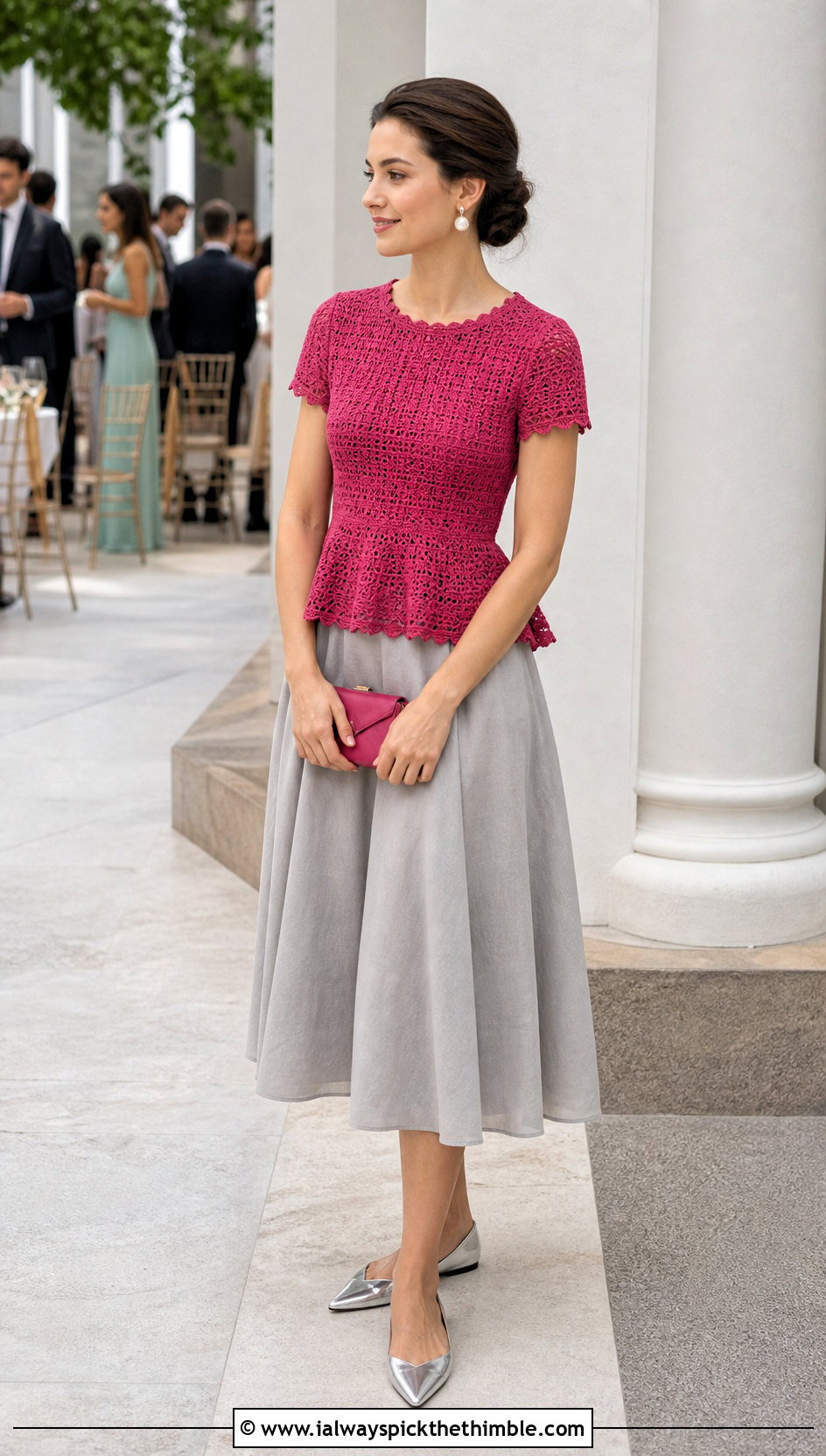 Crochet Peplum Top With Full Midi Skirt - 15 colorful crochet clothing design outfit ideas