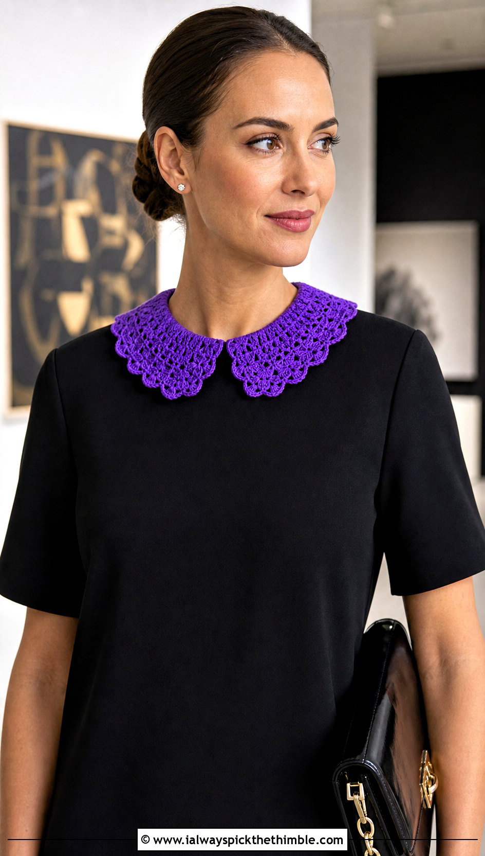 Crochet Peter Pan Collar With Black Dress - 20 Small Crochet Projects Clothes and outfit ideas