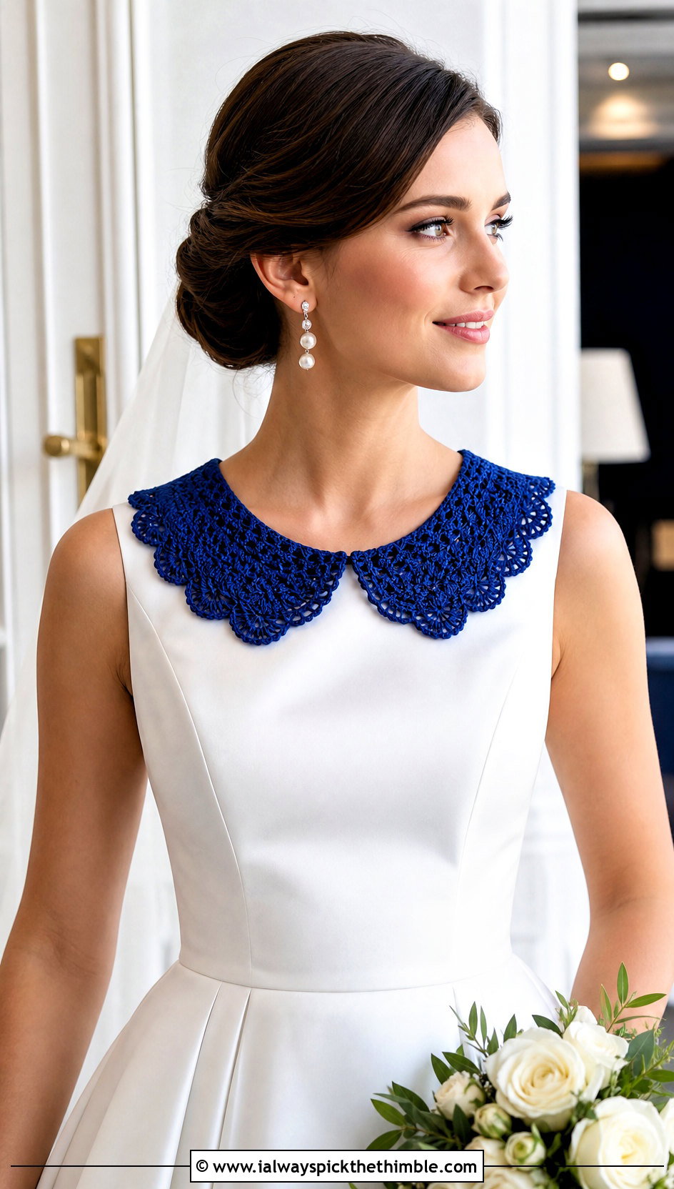 Crochet Peter Pan Collar With Satin A Line Wedding Dress - 15 Crochet Collar For Wedding outfit ideas