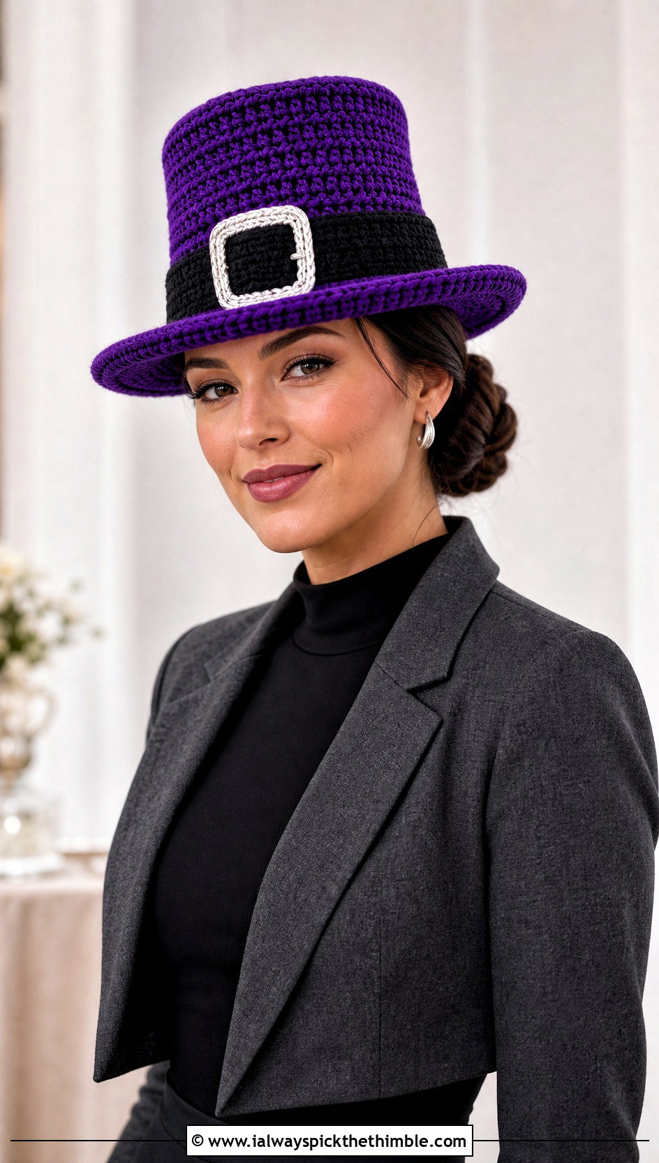 Crochet Pilgrim Top Hat With Tailored Suit - 15 Crochet Thanksgiving Hat outfit ideas