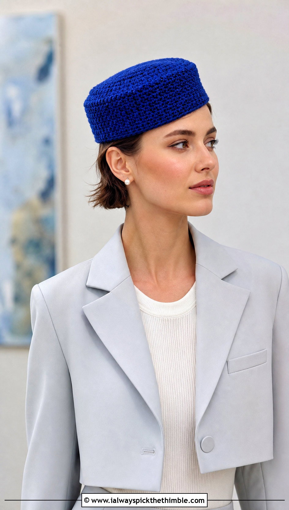 Crochet Pillbox Hat With Blazer And Midi Skirt - 25 quick crochet hat outfit ideas
