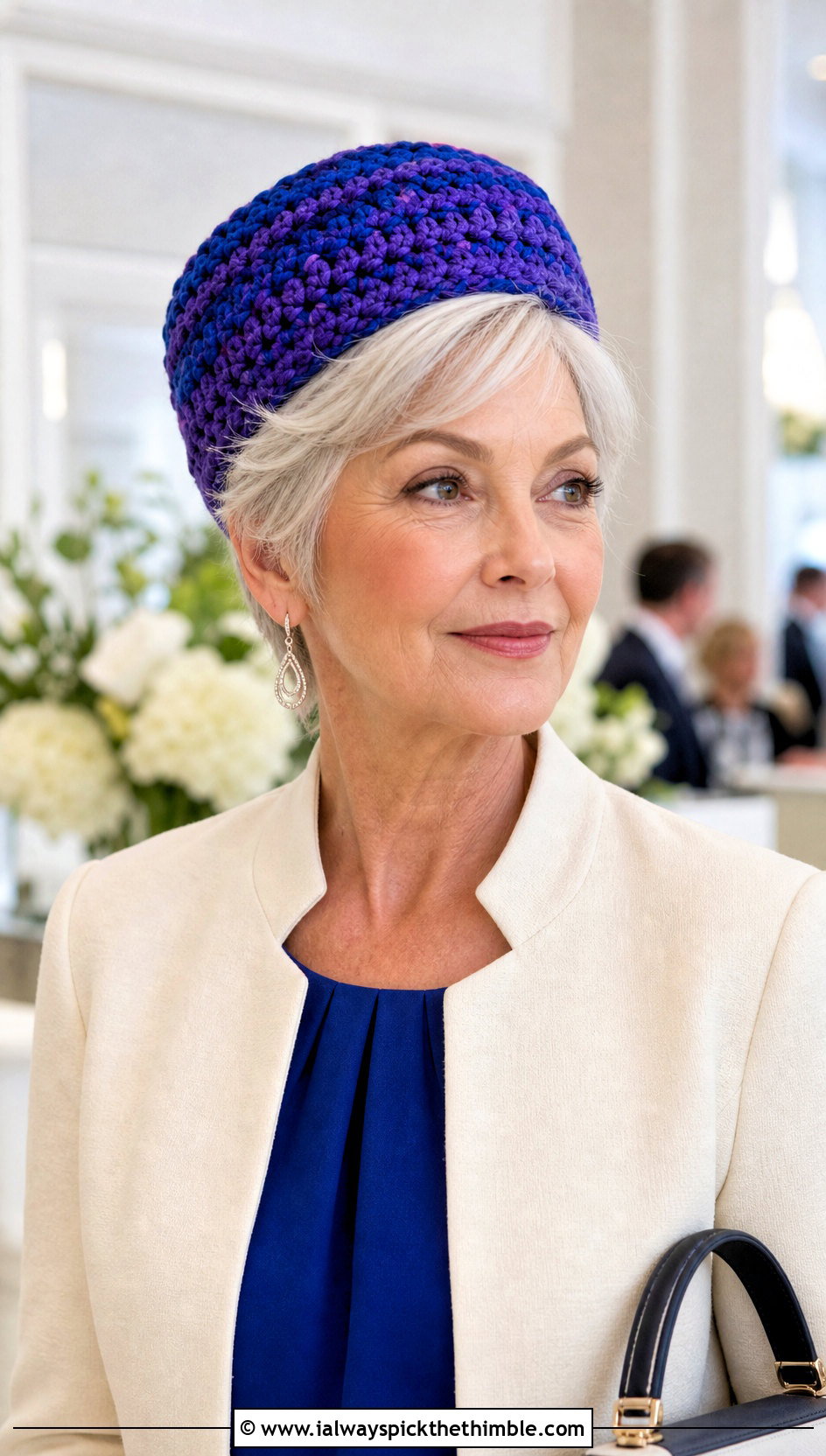 Crochet Pillbox Hat With Collarless Jacket - 20 Crochet Hat For Grandma outfit ideas
