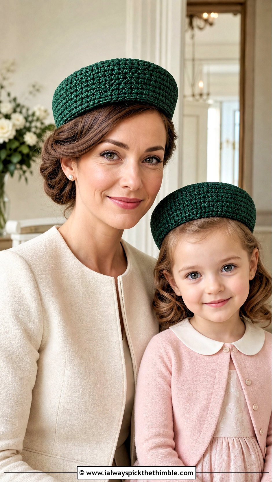 Crochet Pillbox Hat With Collarless Jackets And Dresses - 20 crochet mommy and me hats outfit ideas